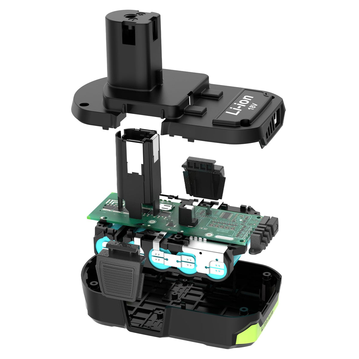 PEYESTEN dual-pack Ryobi 18V battery ready for use with two batteries