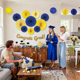 Peywot 12-inch yellow paper fan adds sunny focal point for photos.