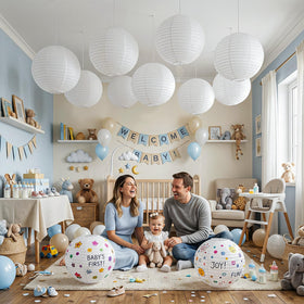 Peywot 16-inch white lanterns stored flat after events