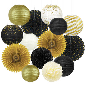 Peywot black-gold lantern 10in creates an elegant graduation backdrop.