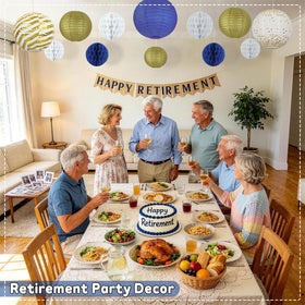 Peywot blue-gold decor pack provides a cohesive party backdrop.
