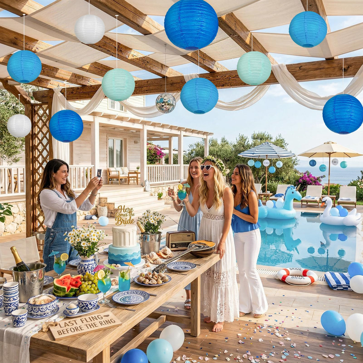 Peywot blue 6in lanterns offer subtle color pops in cozy corners.