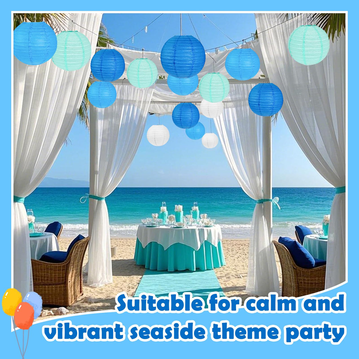 Peywot coastal color lantern backdrop for fresh seaside party vibes.