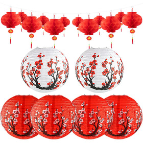 Peywot Hibachi 12-inch Japanese sakura lantern in red adds festive Japanese ambience.