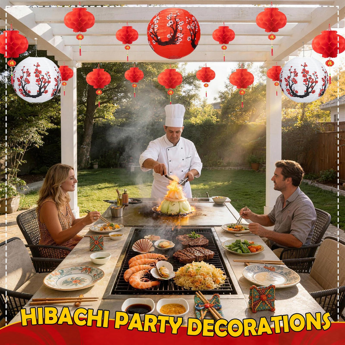 Peywot Hibachi 12-inch Japanese sakura lantern in white brightens spring celebrations.