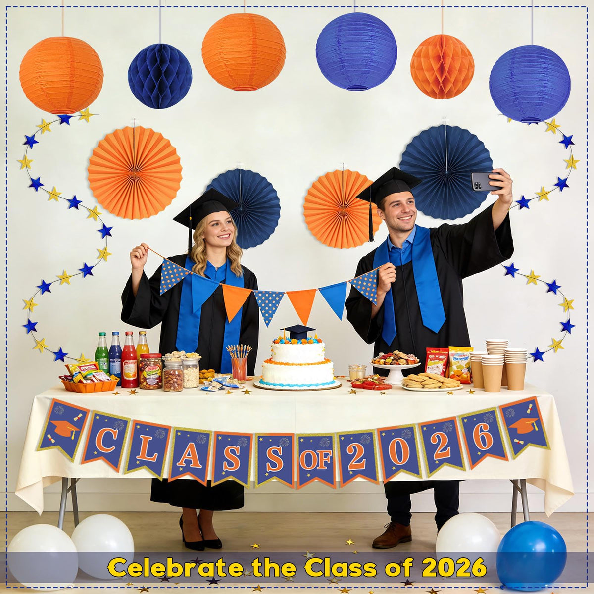 Peywot party setup ideas showcase cohesive orange and blue themes