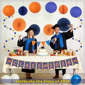 Peywot party setup ideas showcase cohesive orange and blue themes