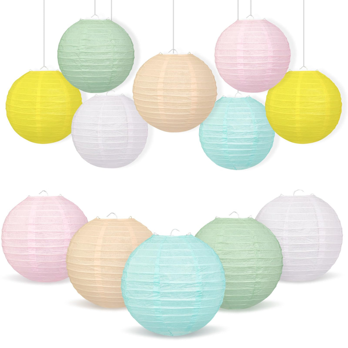 Peywot pastel paper lanterns in soft pastels create a dreamy ceiling display for spring events