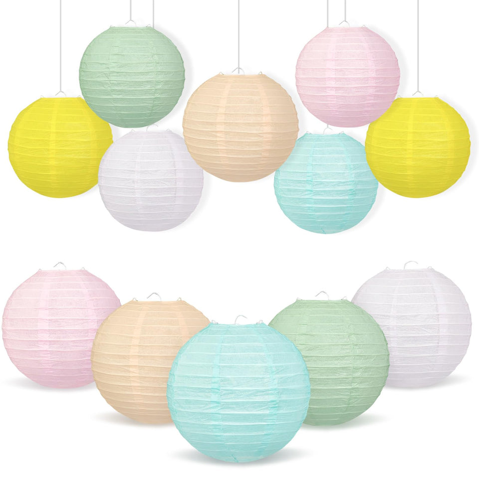 Peywot pastel paper lanterns in soft pastels create a dreamy ceiling display for spring events