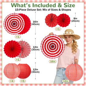 Peywot 12-inch red plaid lanterns brighten outdoor gatherings with timeless charm