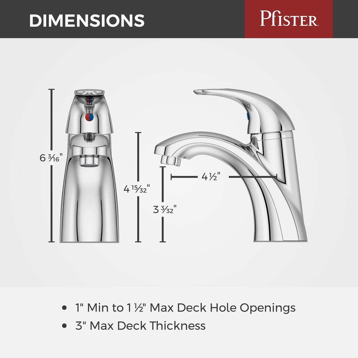 Ceramic disc valve on Pfister Parisa ensures leak-free operation.