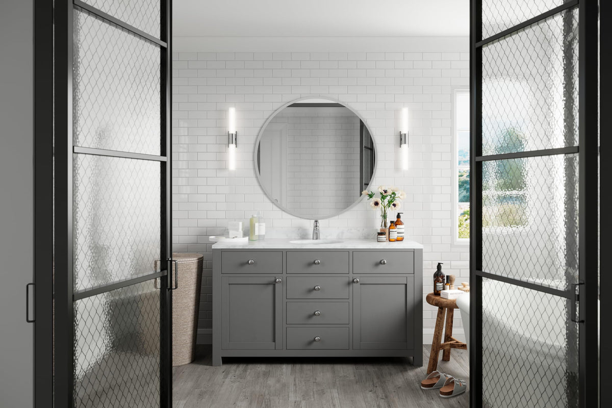 Durable polished chrome finish resists tarnish in busy bathrooms.