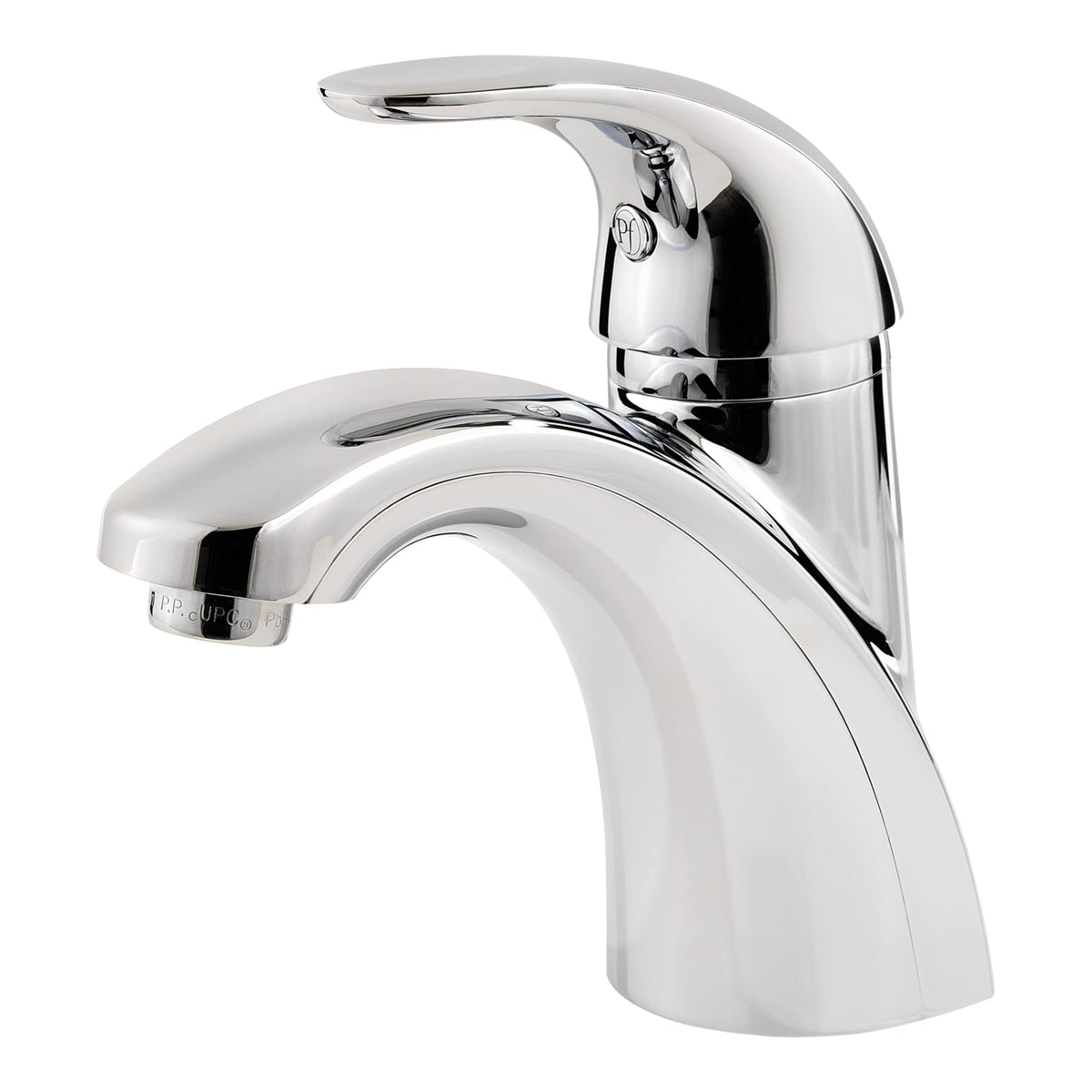 Pfister Parisa faucet in polished chrome on a contemporary vanity for precise single-handle control.