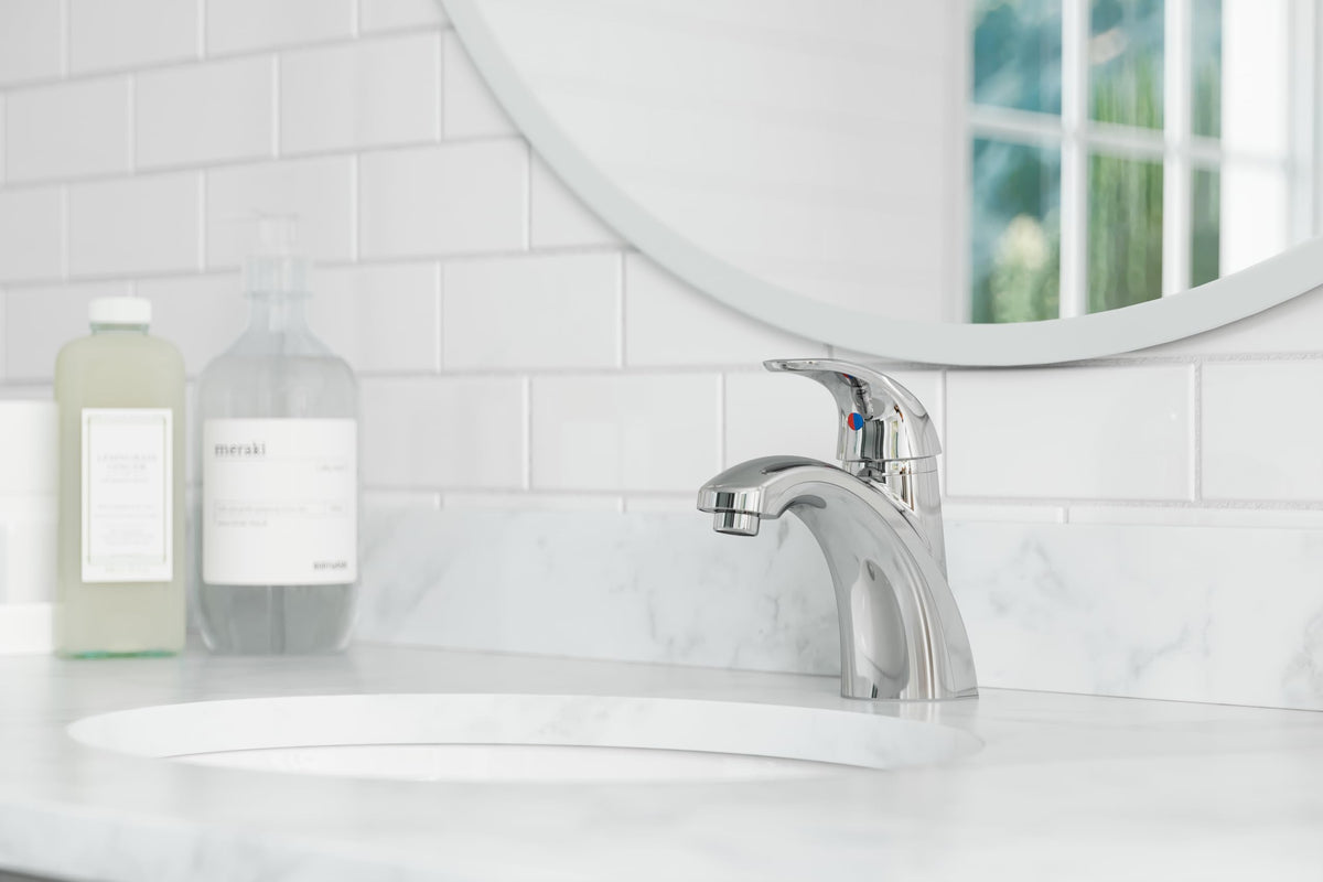 Faucet installation includes hardware for a clean, professional look.