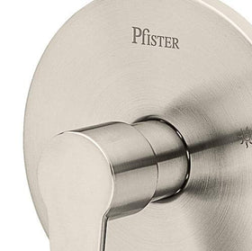 Brushed Nickel finish close-up shows durability and easy care on Pfister Pfirst Trim