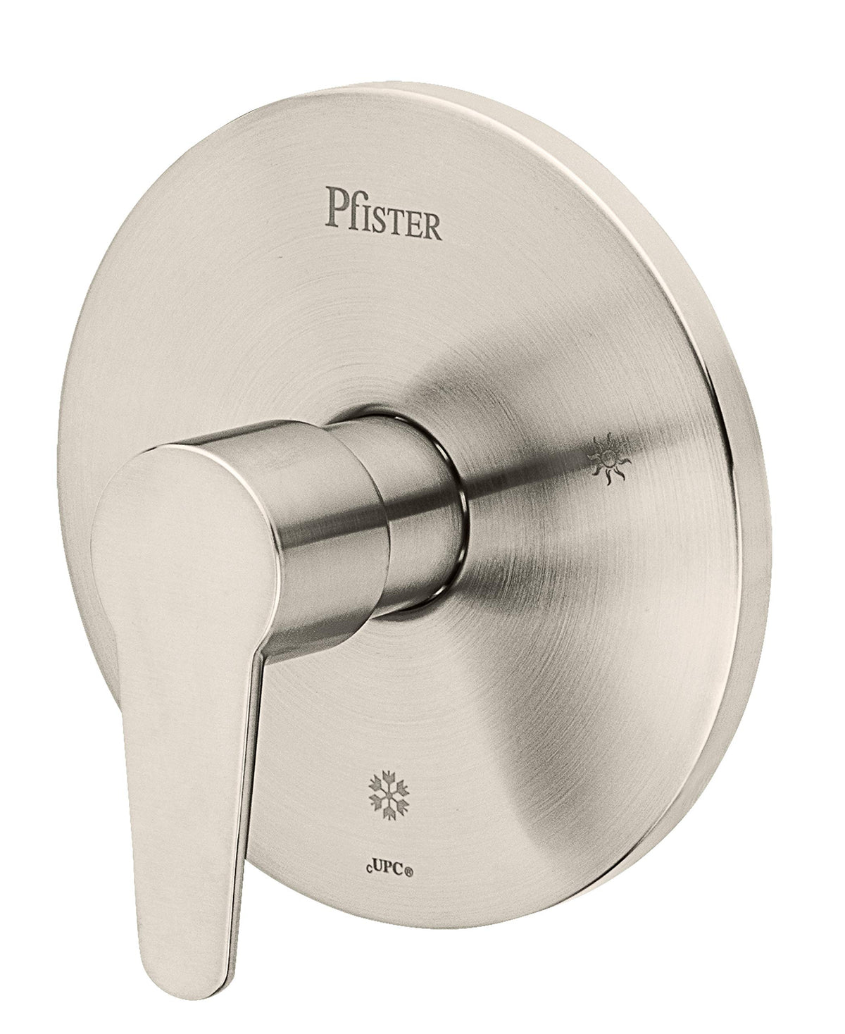 Pfister Pfirst Modern valve trim Brushed Nickel front view for a modern update