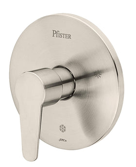 Pfister Pfirst Modern valve trim Brushed Nickel front view for a modern update