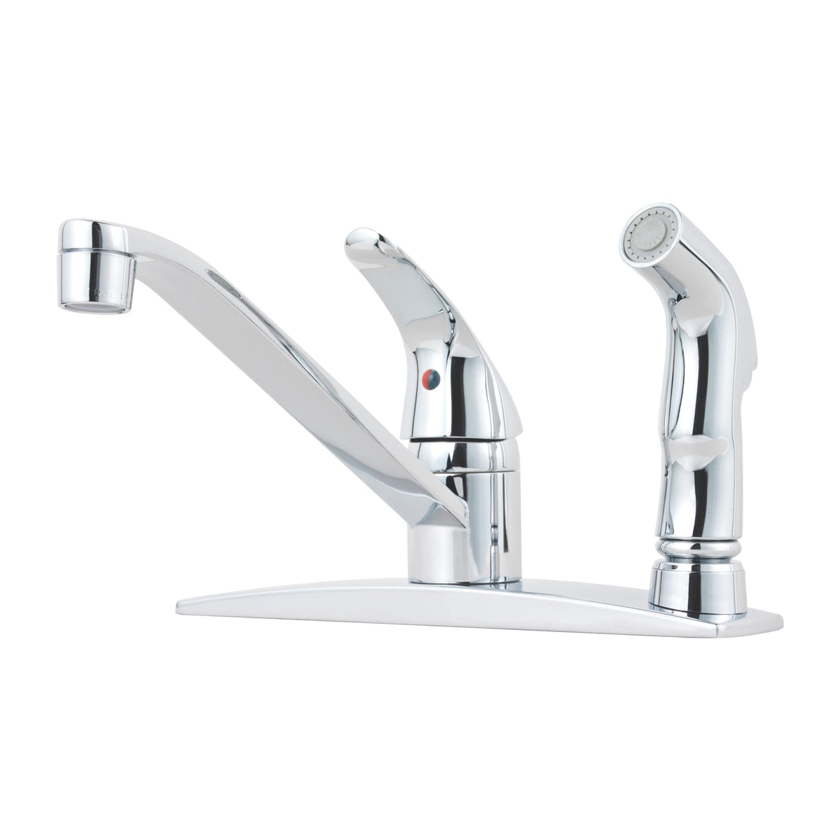 Pfister Pfirst Series single-handle kitchen faucet offers precise temperature control for everyday tasks.