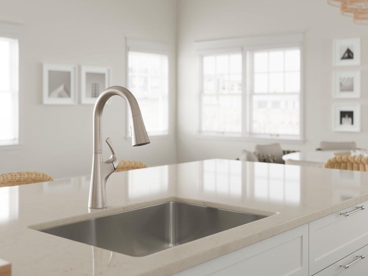 Pfister Talega high-arc spout for extra clearance when filling large pots.
