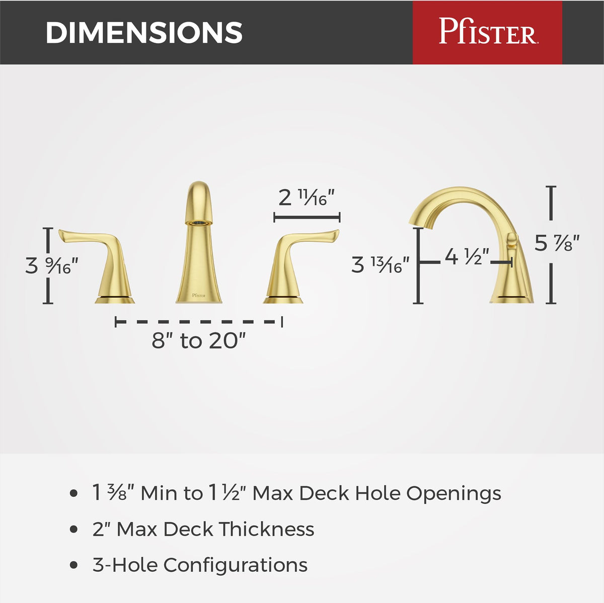 Two Pfister Willa handles provide precise temperature control