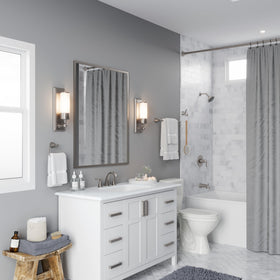 Pfister Willa limited lifetime warranty covering finish and function.