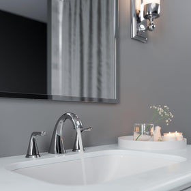 Pfister Willa polished chrome finish resists water spots and fingerprints
