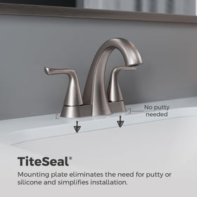 Pfister Willa TiteSeal installation workflow illustrating no-putty mounting