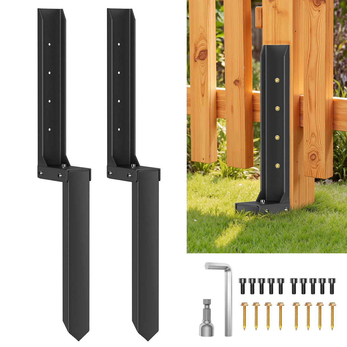 PGGP fence post repair kit assembly showing component fitment for sturdy fixing.