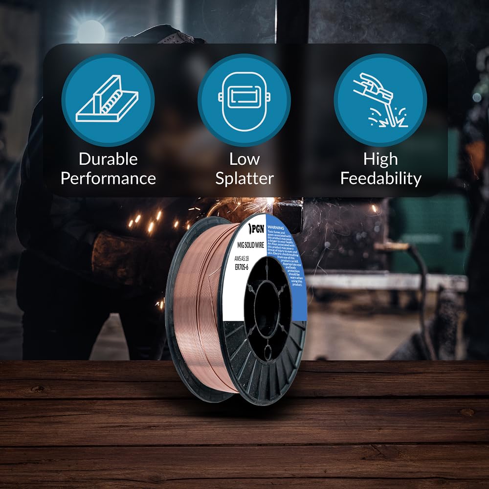 High deoxidizers in PGN Bearings ER70S-6 MIG wire support cleaner welds.
