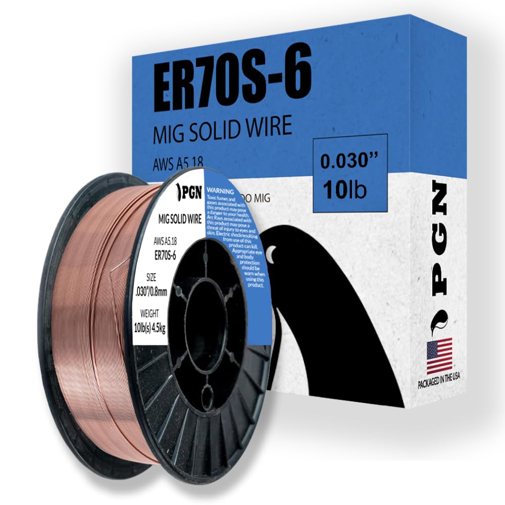 PGN Bearings ER70S-6 MIG wire on a 0.030 inch spool forms clean beads with low splatter.