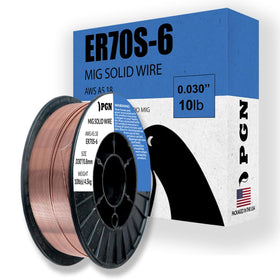 PGN Bearings ER70S-6 MIG wire on a 0.030 inch spool forms clean beads with low splatter.