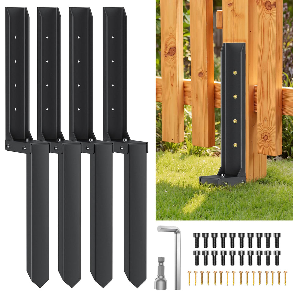 PGGP 4-pack fence post repair kit stabilizes wood posts for lasting fence alignment.