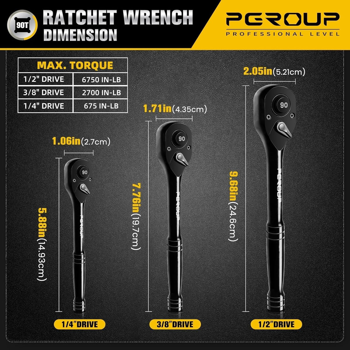 Pgroup 3-piece ratchet set with 3/8 inch drive for versatile mid-torque tasks.
