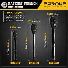 Pgroup 3-piece ratchet set with 3/8 inch drive for versatile mid-torque tasks.