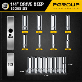 Pgroup 8-socket set in sturdy holder for organized storage.