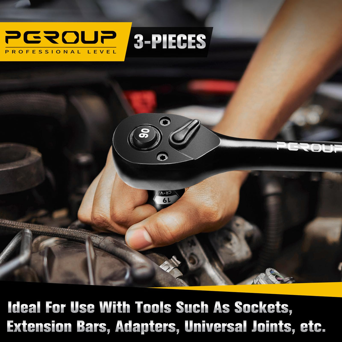 Pgroup chrome vanadium handle designed for comfortable grip.