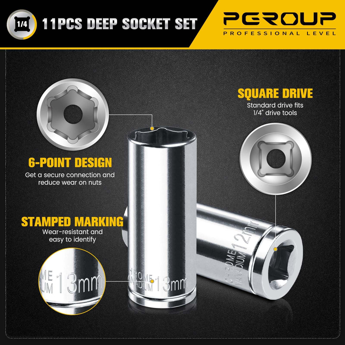 Pgroup sockets with mirror chrome coating resist corrosion over time