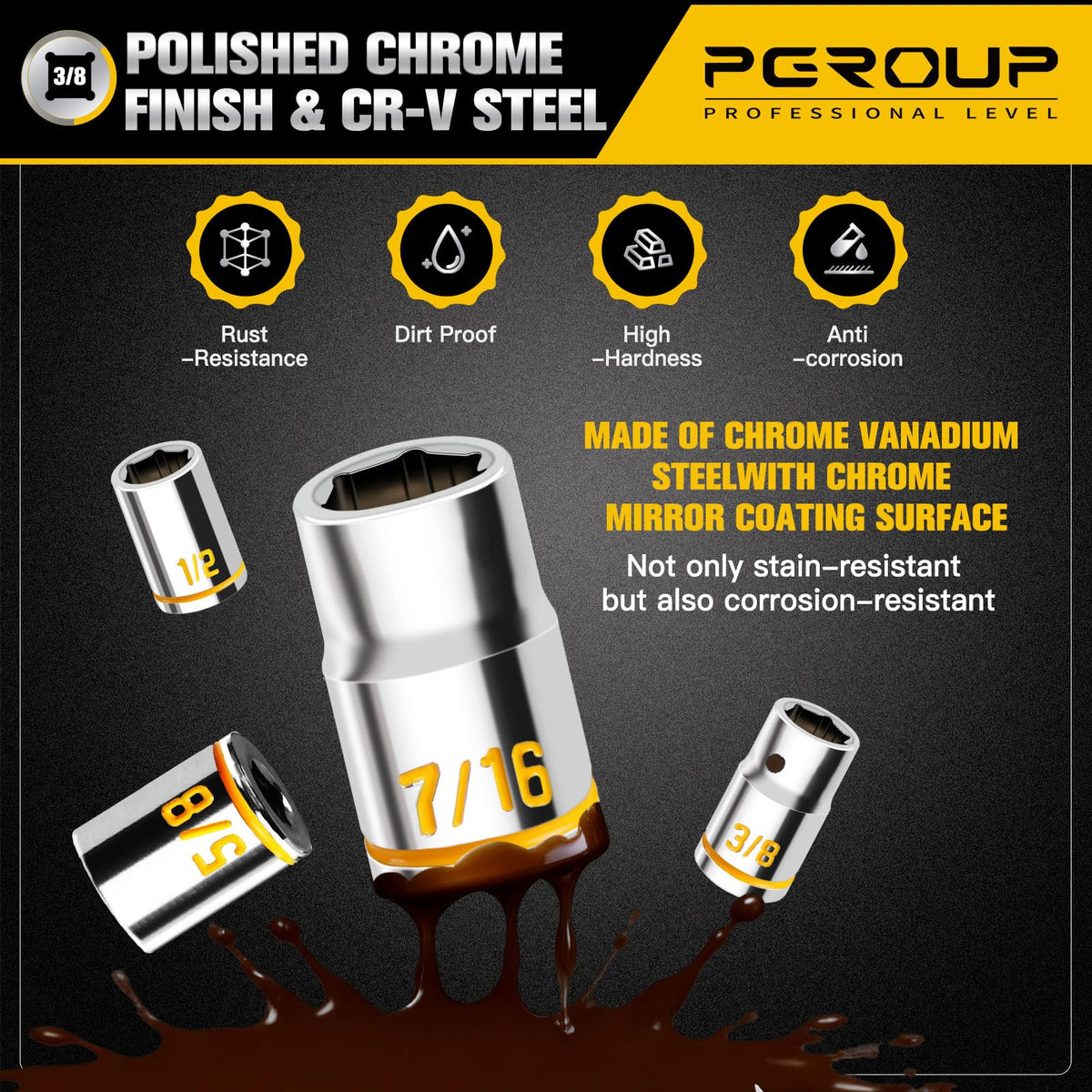 Pgroup mirror chrome finish on sockets is easy to clean and rust resistant