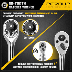 Pgroup quick-release button enables easy one-handed socket changes