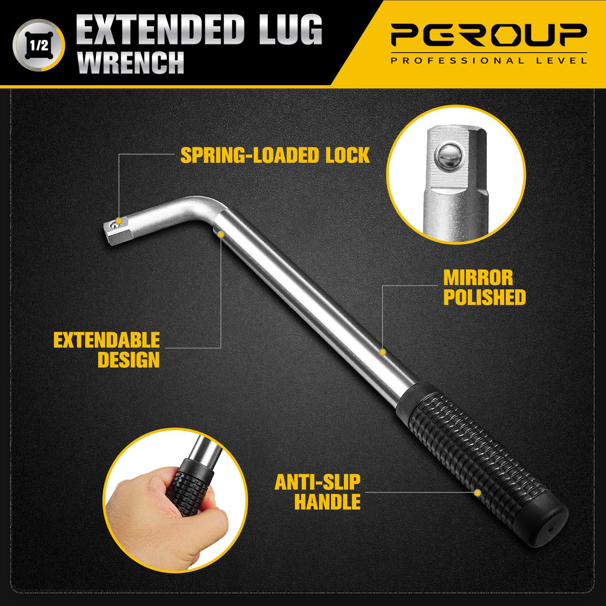 pgroup rust‑free electroplated finish lug wrench