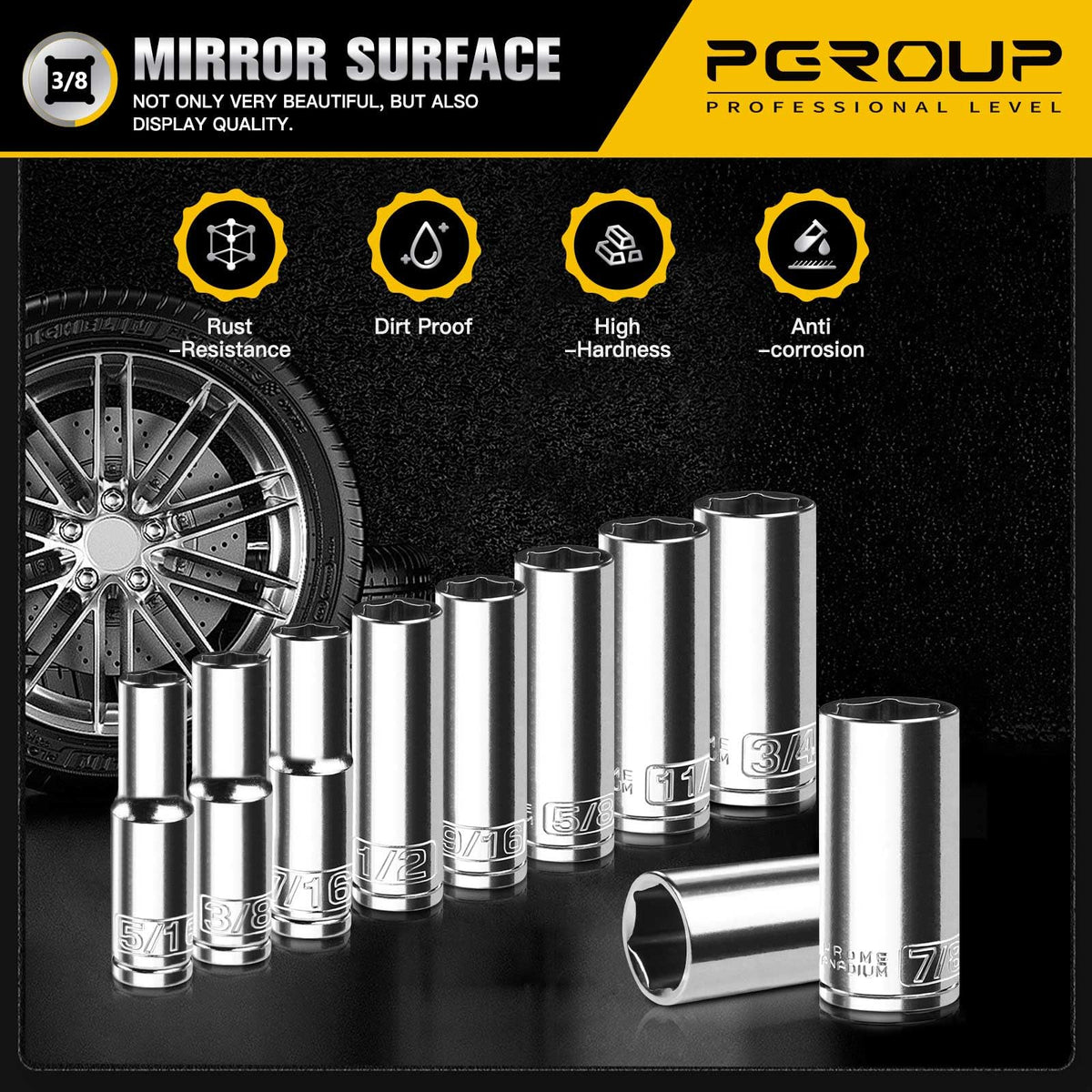 PGROUP hanging rack keeps sockets organized and portable.