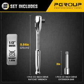 Pgroup 10-inch long ratchet highlighting ergonomic grip for smooth operation