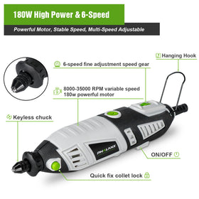 PHALANX rotary tool with six-speed dial for controlled performance across materials.