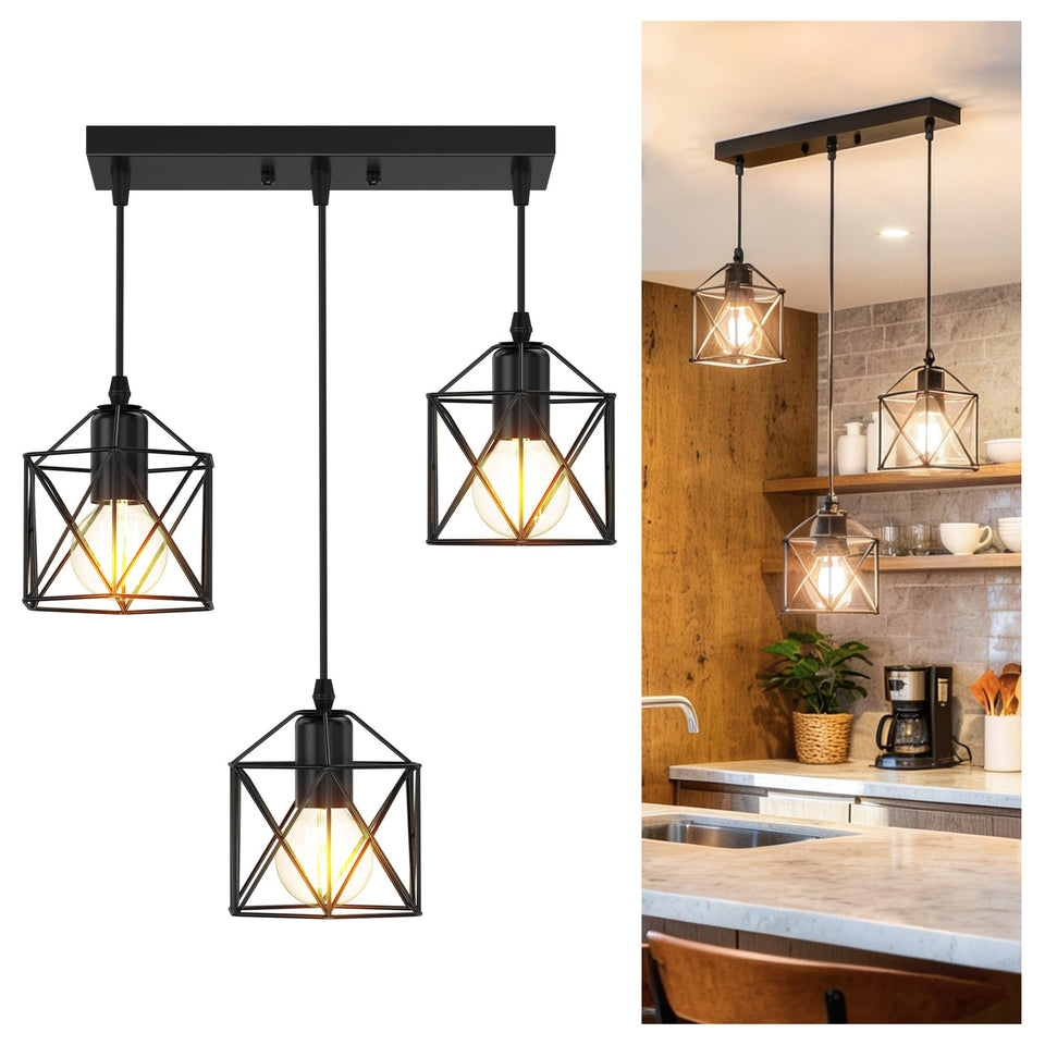 Phaosio 3-light pendant above kitchen island with adjustable illumination