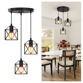 Phaosio 3-light pendant in matte black adds modern farmhouse style to your kitchen.