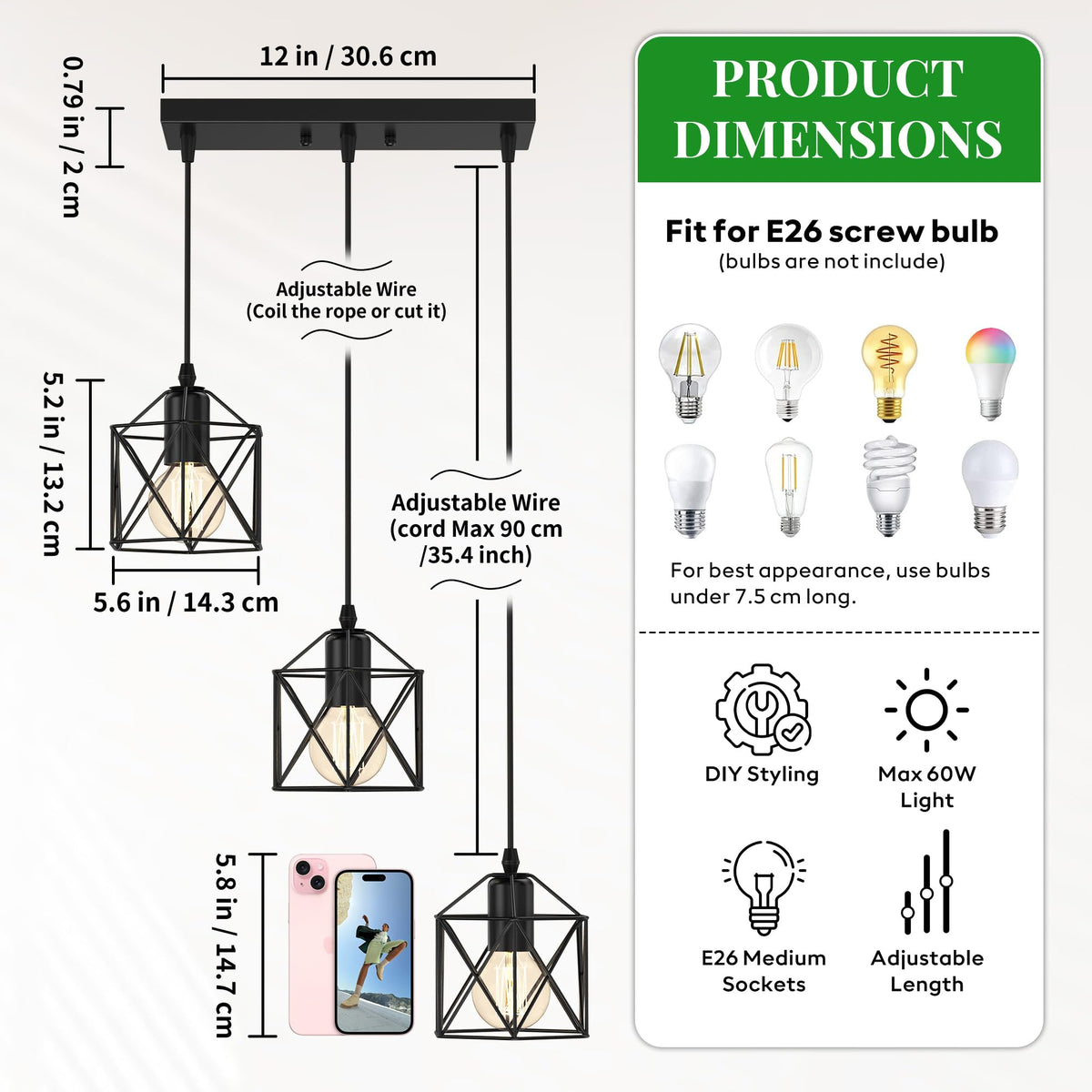 Phaosio farmhouse cage-design pendant adds industrial charm to dining areas