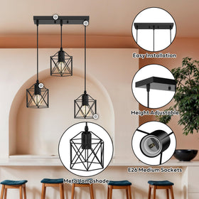Phaosio matte-black finish pendant lighting for modern rustic interiors
