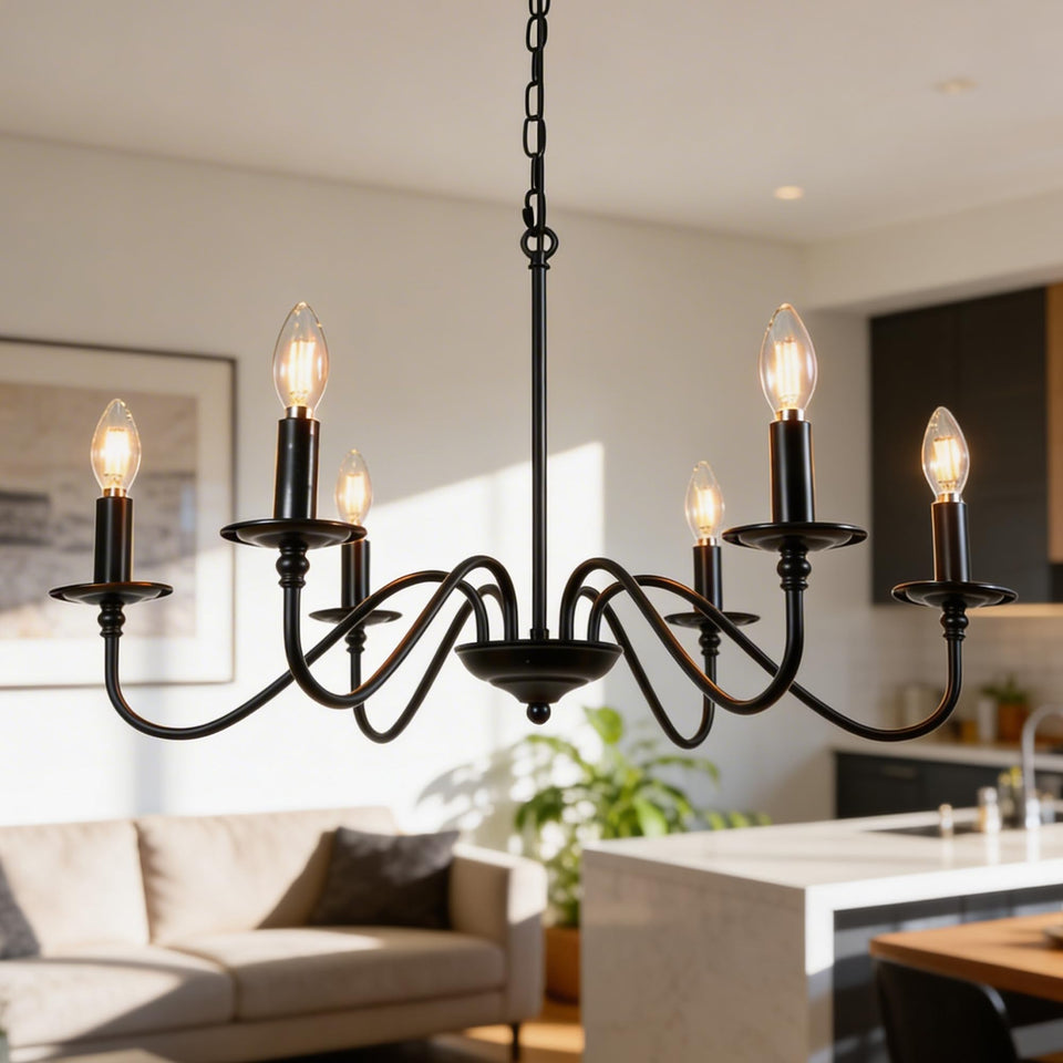 Phaosio rustic farmhouse chandelier, 28-inch wide, enhances dining room illumination.
