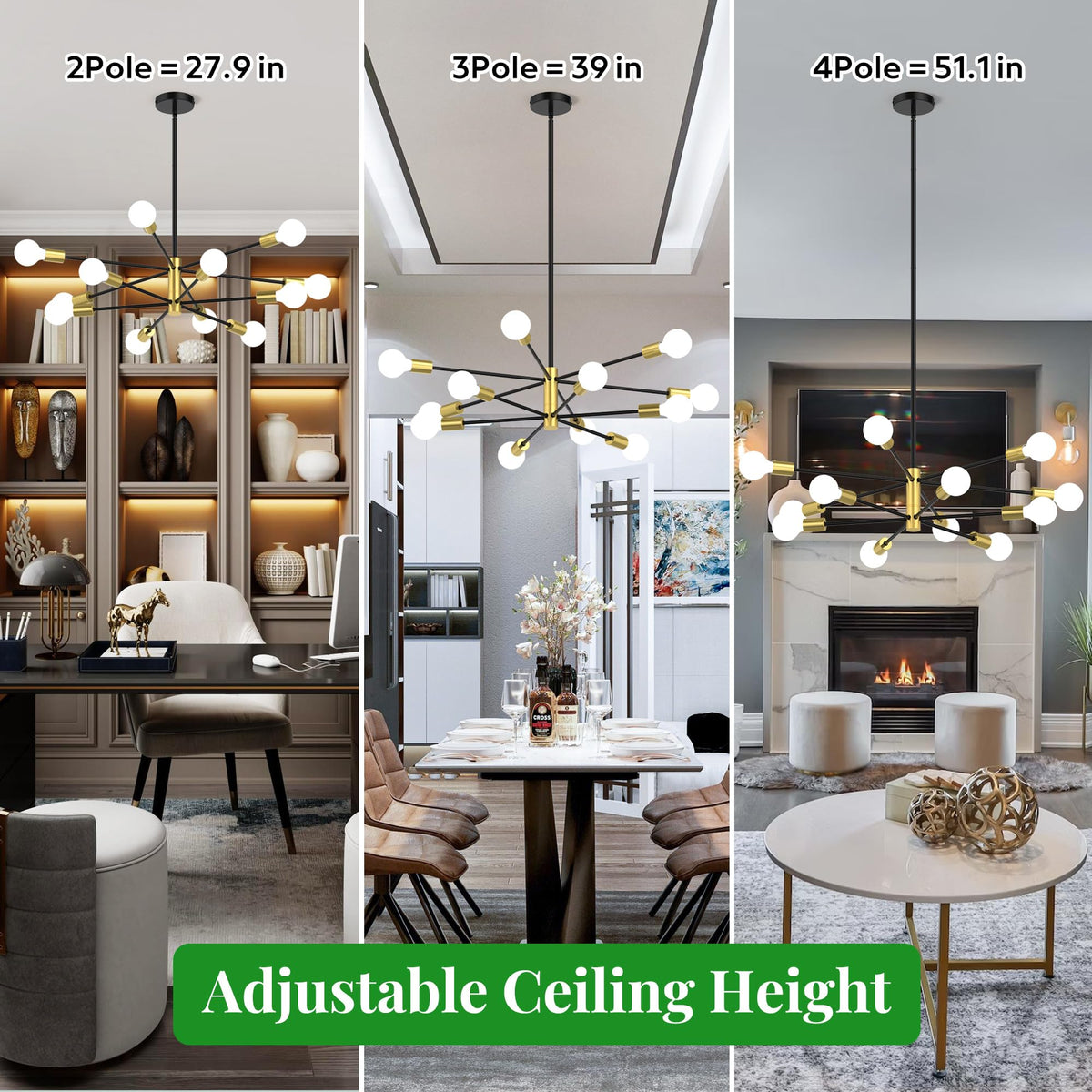 Phaosio Sputnik lighting suits dining room and living areas beautifully.