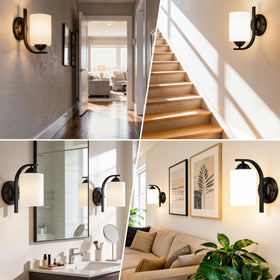 Phaosio wall sconce includes hardware for hardwired installation